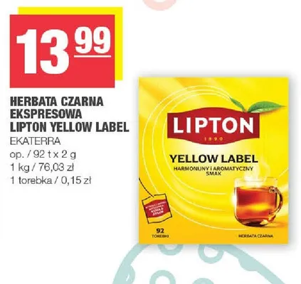 Herbata czarna ekspresowa Lipton Yellow Label promocja w SPAR