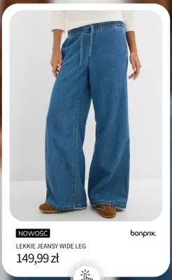 Lekkie jeansy wide leg Bonprix promocja w bonprix