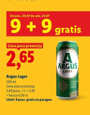 Piwo Argus radler mojito promocja w Lidl