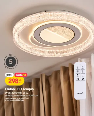 Plafon LED Tempio 55 W, zmiana barwy światła, śr. 50 cm promocja w Castorama