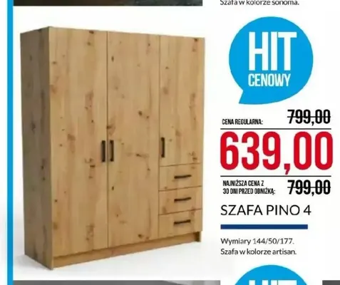 Szafa Pino 4 promocja w Abra Meble
