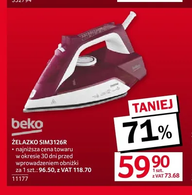 Żelazko SIM3126R Beko promocja w Selgros