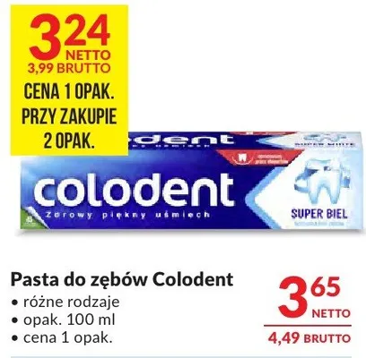Pasta do zębów Colodent różne rodzaje promocja w Makro