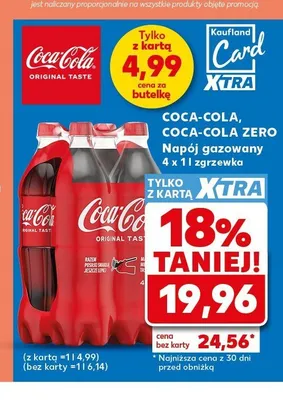 Napój gazowany Coca-Cola Zero 4-pak 1 l promocja w Kaufland