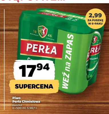 Piwo Perła Chmielowa 6-pak 500 ml promocja w Netto