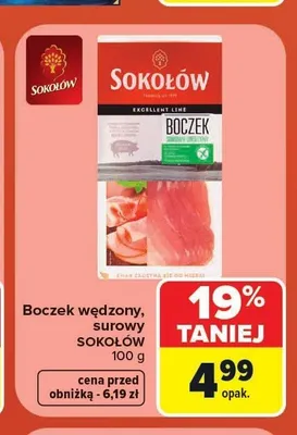 Boczek wędzony surowy Sokołów promocja w Carrefour