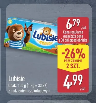 Ciastka Lubisie z nadzieniem czekoladowym promocja w Aldi