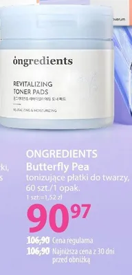 Tonizujące płatki do twarzy ONGREDIENTS Butterfly Pea promocja w Hebe