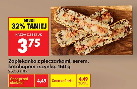 Zapiekanka z pieczarkami, serem, ketchupem i szynką promocja w Biedronka