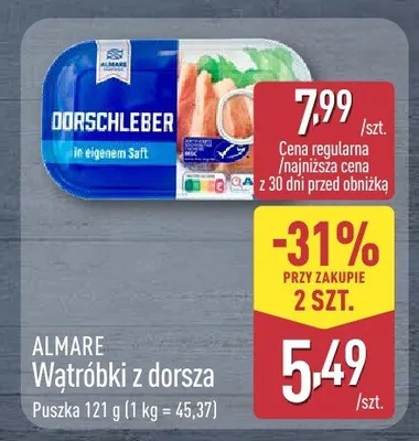 Wątróbki z dorsza promocja w Aldi