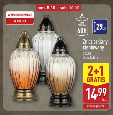 Znicz szklany cieniowany promocja w Aldi