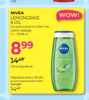 Żel pod prysznic Nivea Lemongrass & Oil promocja w Drogerie Jawa