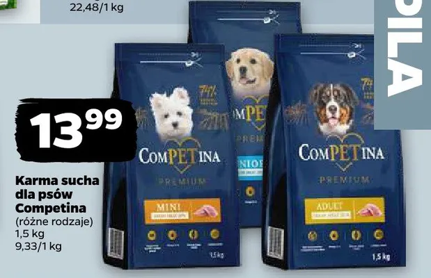 Karma sucha dla psów Competina Premium promocja w Netto