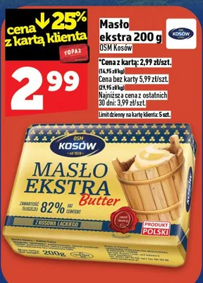 Masło ekstra 200 g promocja w TOPAZ