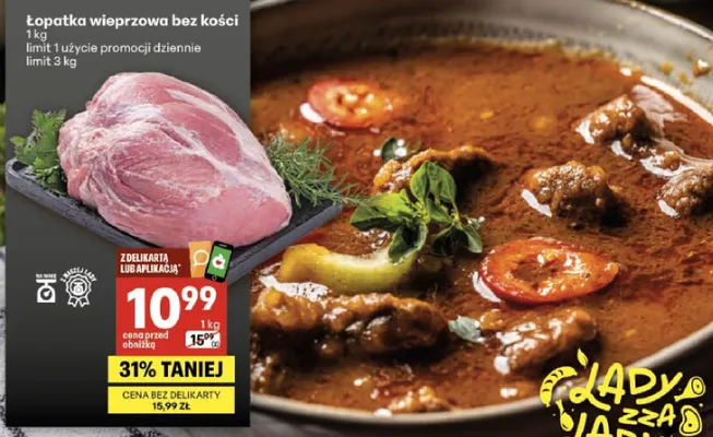 Łopatka wieprzowa bez kości promocja w Delikatesy Centrum