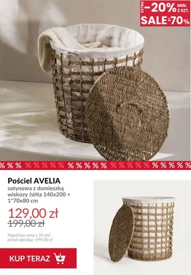 Pościel Avelia satynowa z domieszką wiskozy żółta 140x200 + 1x70x80 cm promocja w Homla