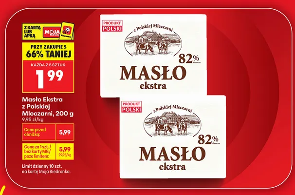 Masło ekstra z Polskiej Mleczarni promocja w Biedronka
