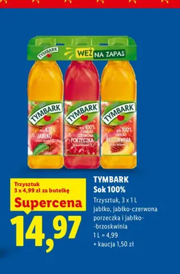 Sok 100% Tymbark Trzysztuk 3-pak promocja w Lidl