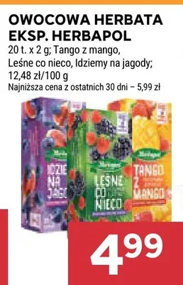 Owocowa herbata ekspresowa Tango z mango Herbapol promocja w Stokrotka