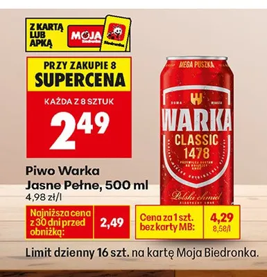 Piwo Jasne Pełne promocja w Biedronka