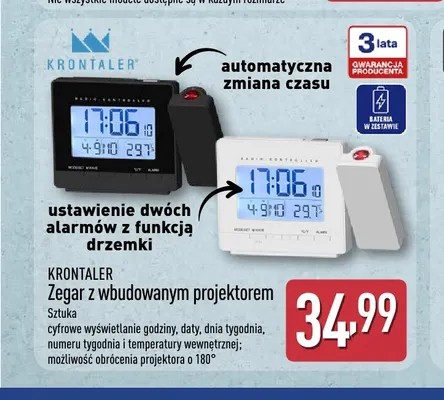 Zegar z wbudowanym projektorem Krontaler promocja w Aldi