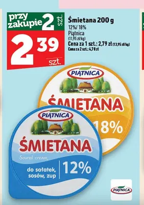 Śmietana Piątnica 12% promocja w TOPAZ