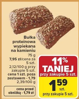 Bułka proteinowa wypiekana na kamieniu promocja w Carrefour Market