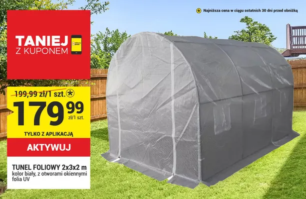 Tunel foliowy 2x3x2 m kolor biały, z otworami okiennymi folia UV promocja w Merkury Market