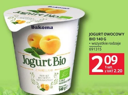 Jogurt owocowy Bio Bakoma 691315 promocja w Selgros