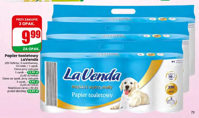 Papier toaletowy LaVenda 10-pak promocja w Dino
