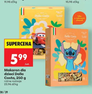 Makaron dla dzieci Dalla Costa Auta promocja w Biedronka