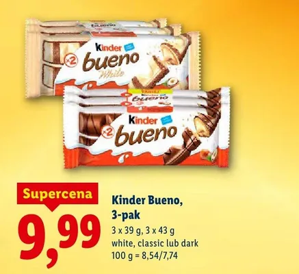 Wafelki Kinder Bueno White, 3-pak promocja w Lidl