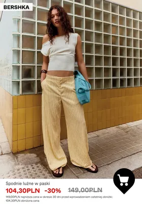 Spodnie luźne w paski Bershka promocja w Bershka