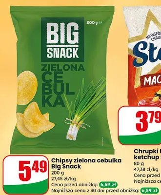 Chipsy zielona cebulka promocja w Dino