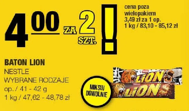 Baton Lion Nestle wybrane rodzaje promocja w SPAR