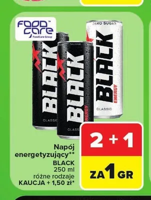 Napój energetyzujący Black Zero Sugar promocja w Carrefour