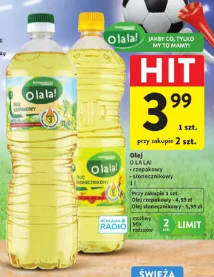 Olej słonecznikowy O la la! promocja w Intermarche