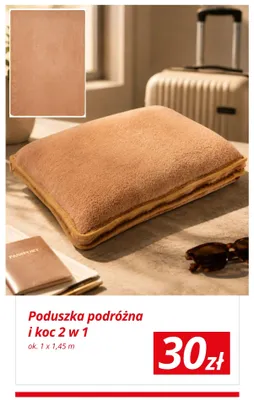 Poduszka podróżna i koc 2 w 1 ok. 1x1,45 m promocja w KiK