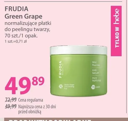 Normalizujące płatki do peelingu twarzy FRUDIA Green Grape promocja w Hebe