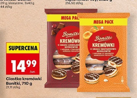Ciastka kremówki Bonitki o smaku śmietankowo-morelowym 710 g promocja w Biedronka