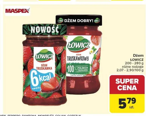 Dżem ŁOWICZ Truskawka 6kcal promocja w Carrefour Market