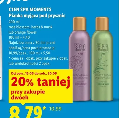 Pianka myjąca pod prysznic Cien Spa Moments Herbs & Musk promocja w Lidl