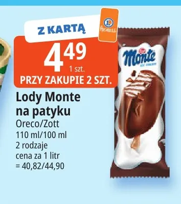 Lody Monte na patyku promocja w Leclerc