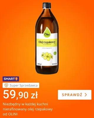 Olej rzepakowy nierafinowany Olini promocja w Allegro