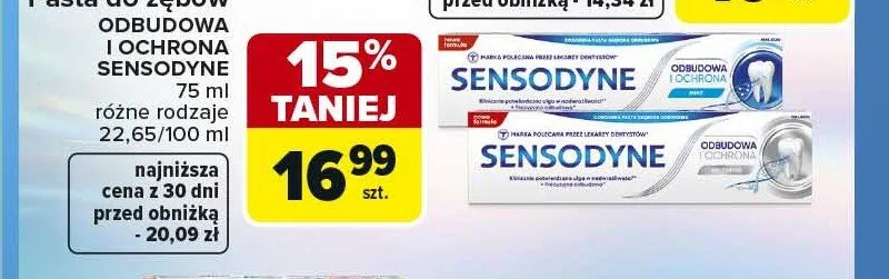 Pasta do zębów Sensodyne Odbudowa i Ochrona promocja w Carrefour Market