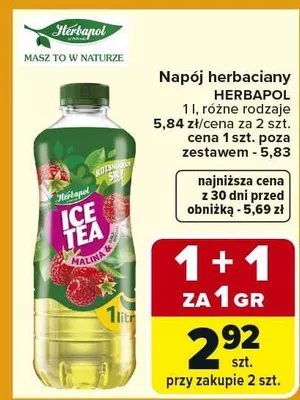 Napój herbaciany ice tea malina promocja w Carrefour