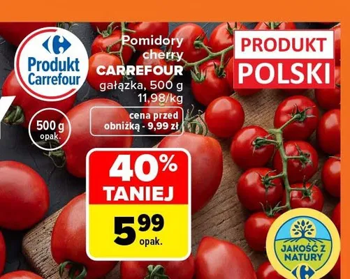 Pomidory cherry Carrefour gałązka promocja w Carrefour Market