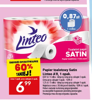 Papier toaletowy Satin Linteo 8-pak promocja w Twój Market
