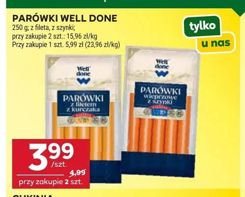 Parówki z fileta Well Done promocja w Stokrotka