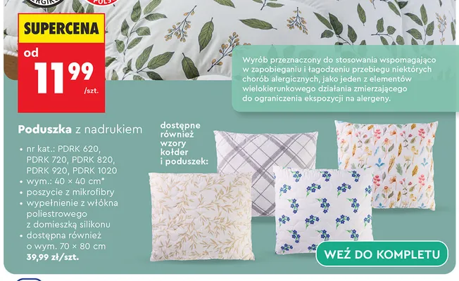 Poduszka z nadrukiem SMUKEE 70x80 cm promocja w Biedronka